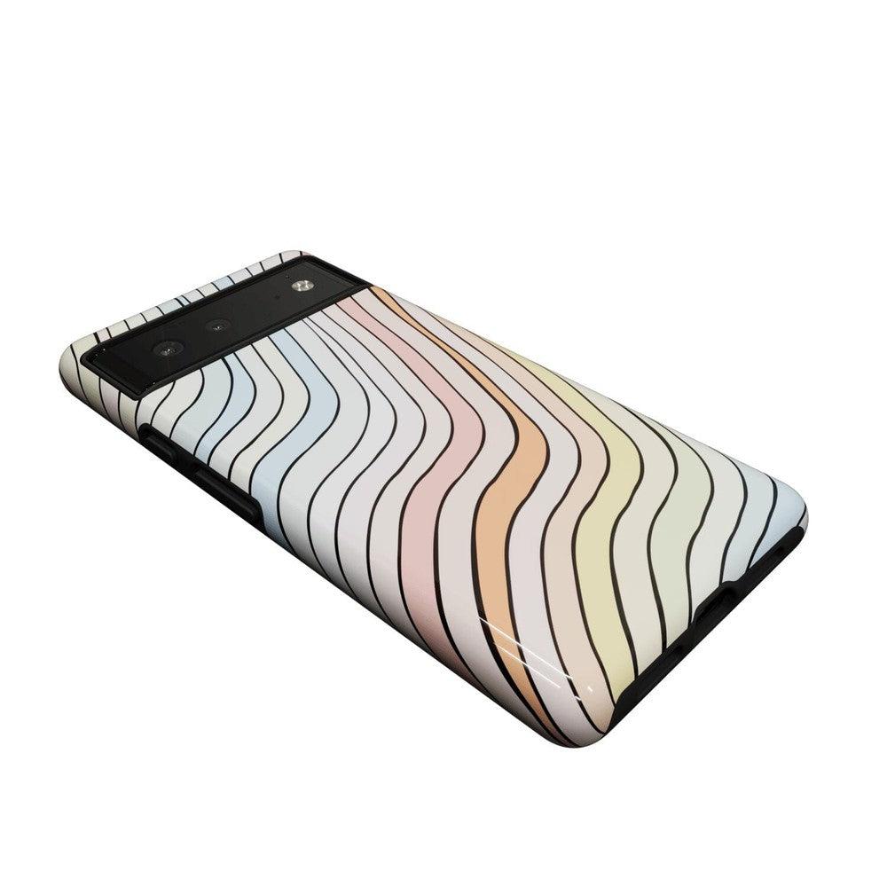 Ride The Wave | Pastel Rainbow Lined Google Pixel Case Google Pixel Case Casetry