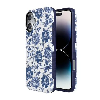 Rose to Fame | Blue & White Rose Floral Case iPhone Case get.casely