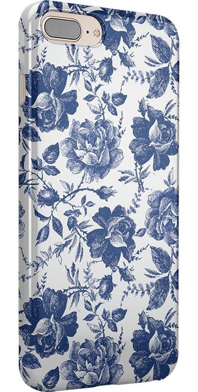 Rose to Fame | Blue & White Rose Floral Case iPhone Case get.casely
