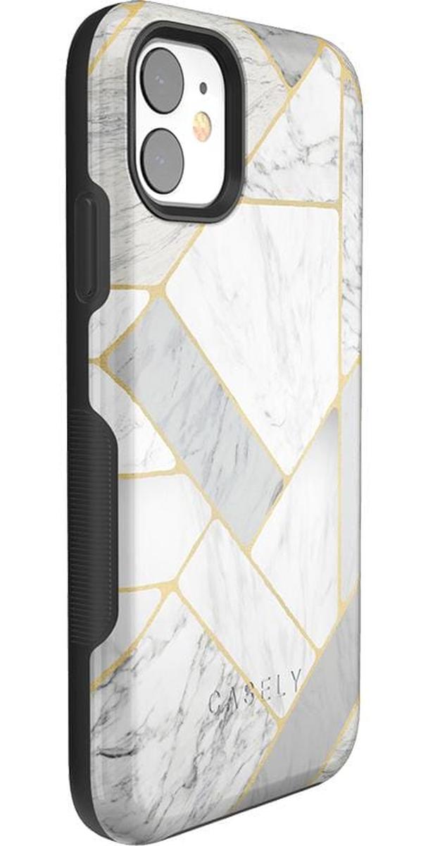Sharp Lines | Geo White and Gold Marble Case iPhone Case get.casely