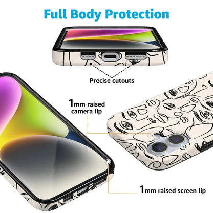 We're All Human | Minimal Face Art Case iPhone Case get.casely